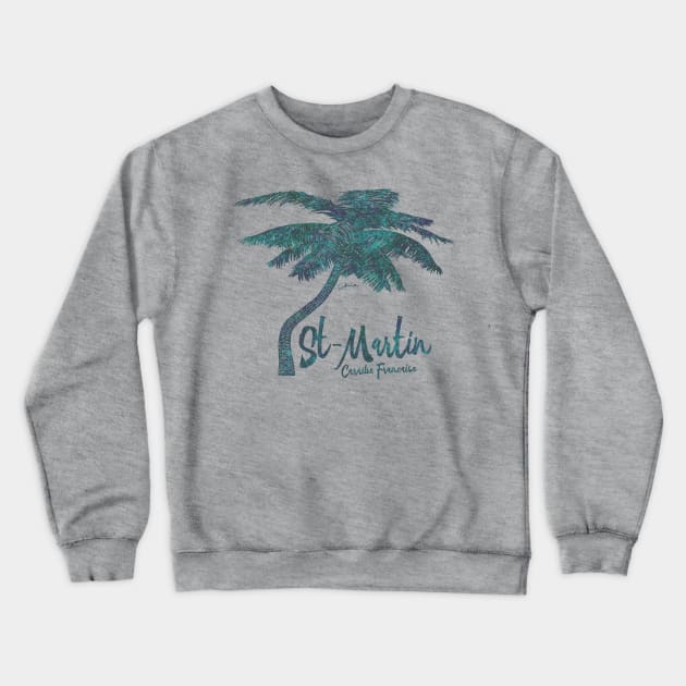 St. Martin, French Caribbean, Palm Tree Crewneck Sweatshirt by jcombs